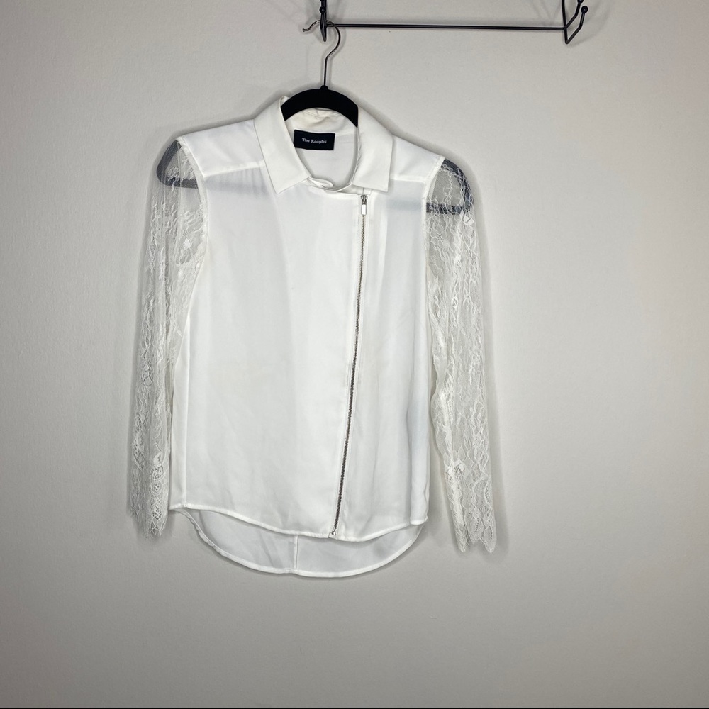 The Kooples White Sheer Side Zip Jacket